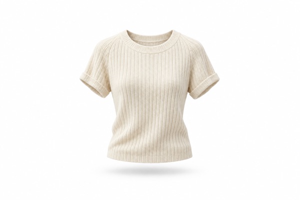 A softly illustrated cream knit top.