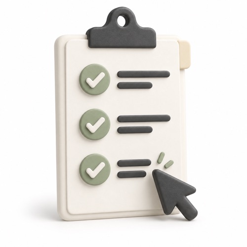 A prepared checklist being selected.