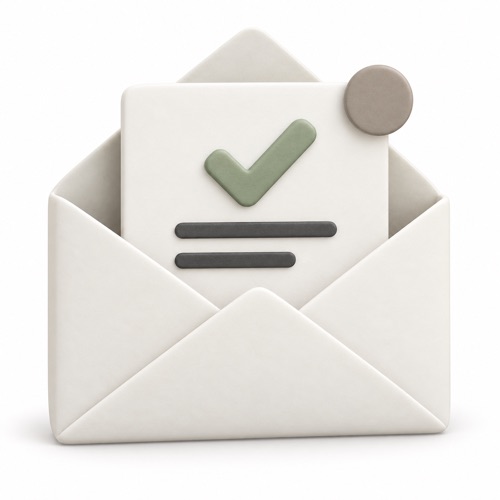 An open envelope with a checked report inside.